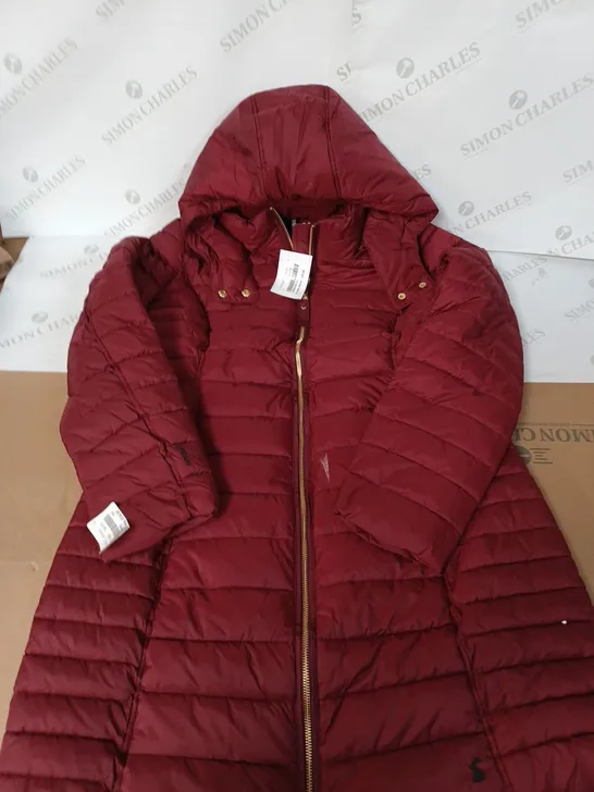 JOULES CANTERBURY LONG PADDED COAT - RED / SIZE: 14 UK