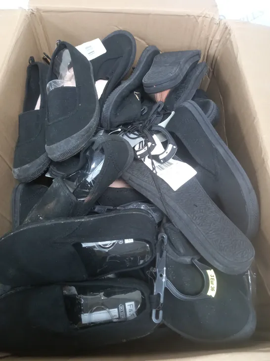 APPROXIMATELY 50 PAIRS OF BLACK SCHOOL PUMPS VARIOUS SIZES