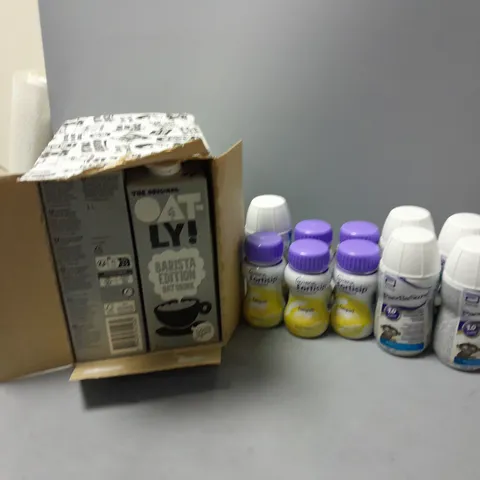 LOT OF ASSORTED FOOD ITEMS TO INCLUDE OATLY DRINK, FORTISIP COMPACT DRINK , ETC