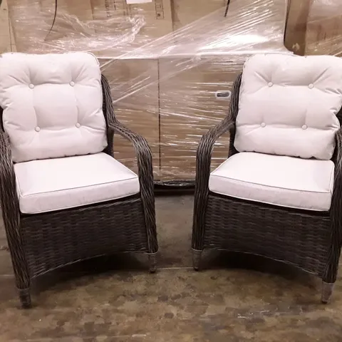 BOXED OPEN ARM DINING CHAIRS × 2 - GREY