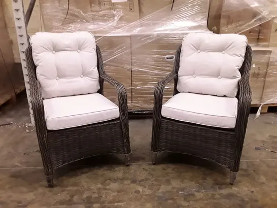 BOXED OPEN ARM DINING CHAIRS × 2 - GREY