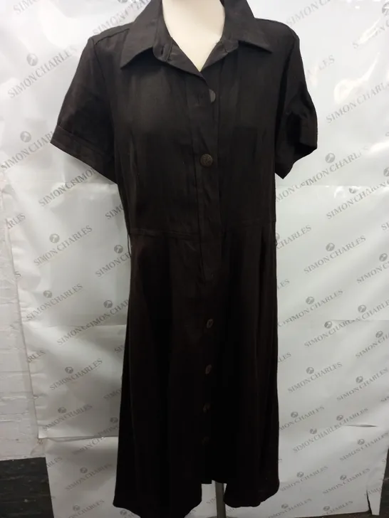 PHASE EIGHT BROWN BUTTON THROUGH MAXI DRESS - SIZE UNSPECIFIED