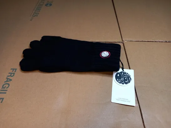 MENS PRETTY GREEN BLACK LOGO GLOVES 