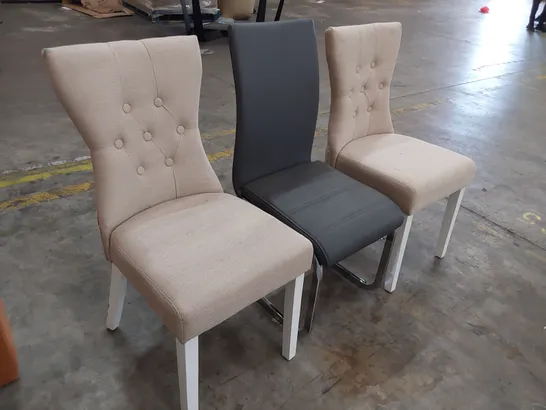 THREE ASSORTED UPHOLSTERED DINING CHAIRS 