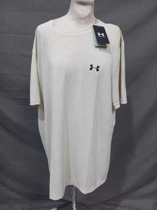 UNDER ARMOUR MENS VANISH SEEMLESS GRID T-SHIRT IN SANDSTONE SIZE XL