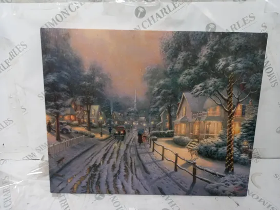 SNOWTIME HOMETOWN CHRISTMAS MEMORIES FIBRE OPTIC WALL ART - 50cm X 40cm