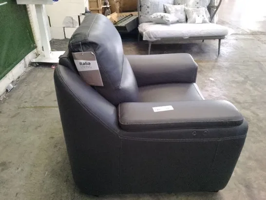 QUALITY ITALIAN DESIGNER PARMA NEW ELECTRIC RECLINER CHAIR - DARK GREY LEATHER 