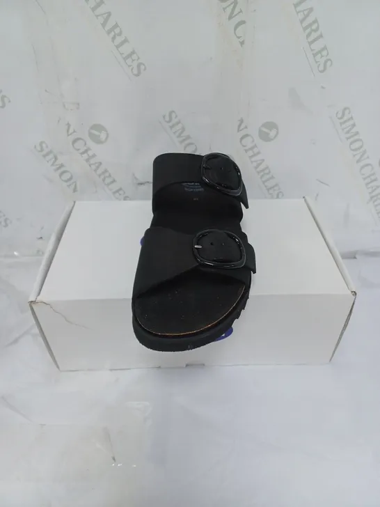 BOXED SCHOLL SOFT STEP LADIES SANDALS BUCKLE FASTENING SIZE 6 BLACK