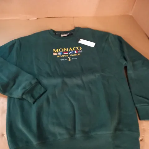 JEM CITY MONACO GREEN CREW JUMPER - L