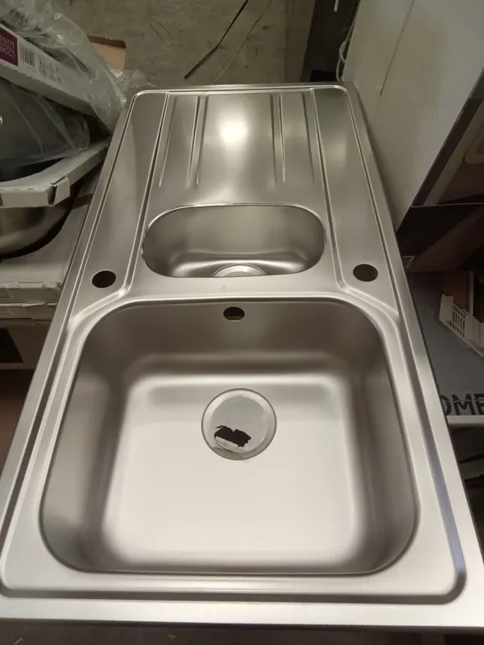 UNBOXED 100 X 50CM 2 BOWL + DRAINER SINK - CHROME 