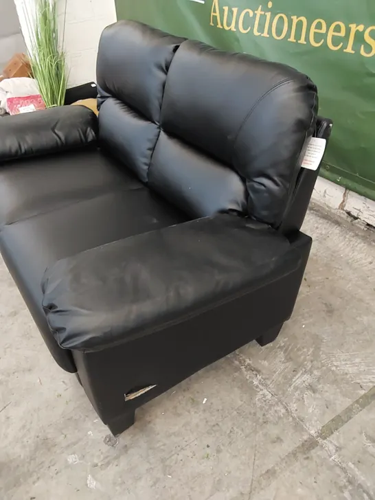 DESIGNER BALTIMORE 2 SEATER BLACK LEATHER SOFA