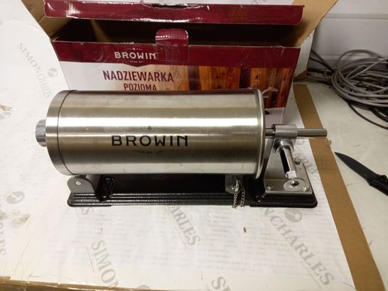 BROWIN HORIZONTAL STUFFER MACHINE SAUSAGE FILLER - 3KG - STELL MANUAL - STAINLESS STEEL