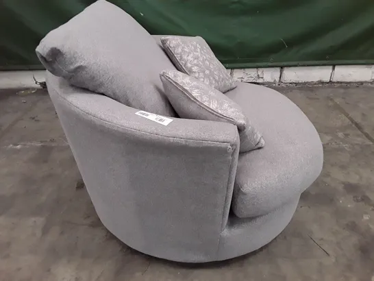 QUALITY DESIGNER SWIVEL ARMCHAIR - GREY FABRIC