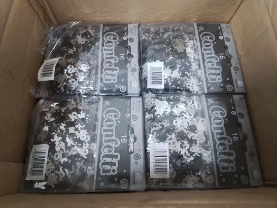 THREE BOXES OF 144 BRAND NEW 14G PACKS OF BLACK/SILVER '16'  CONFETTI 