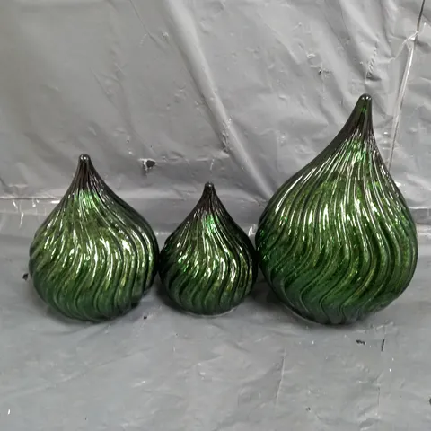 BOXED ALSION CORK SET OF 3 PRE LIT MERCURY GLASS TEARDROP