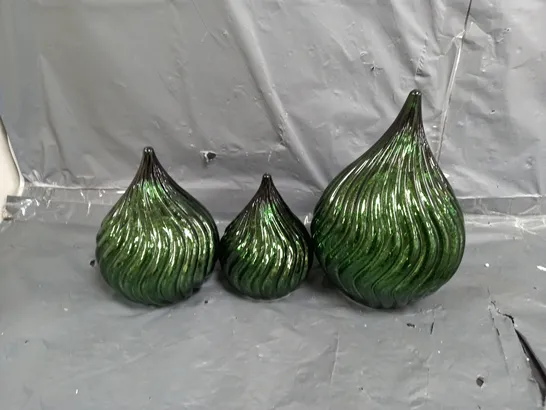 BOXED ALSION CORK SET OF 3 PRE LIT MERCURY GLASS TEARDROP