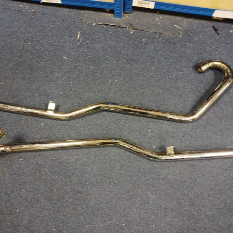 TWO SILVER EXHAUST PIPES - CAR UNKNOWN