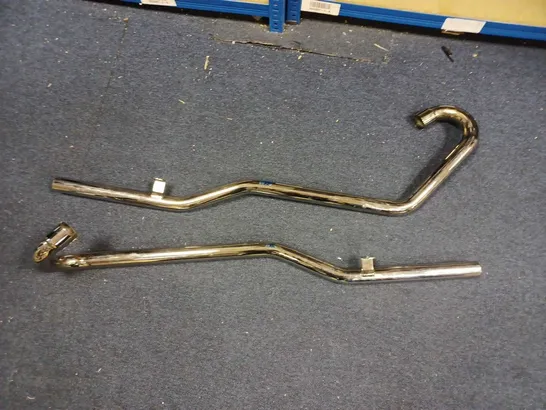 TWO SILVER EXHAUST PIPES - CAR UNKNOWN