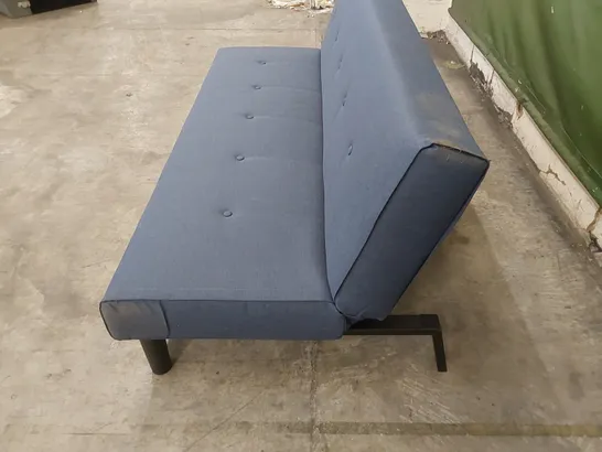 DESIGNER 3 SEATER FABRIC UPHOLSTERED SOFA BED - NAVY