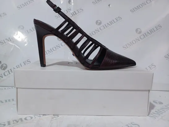 BOZED PAIR OF REISS DAPHNE SLINGBACK HEELS IN POMEGRANATE SIZE 7