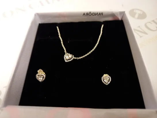 PANDORA ELEVATED HEART NECKLACE & EARRINGS