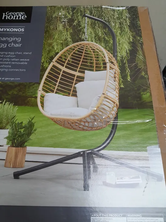 BOXED BRAND NEW MYKONOS HANGING EGG CHAIR - COLLECTION ONLY