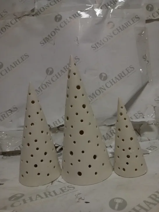 K BY KELLY HOPPEN SET OF CONICAL PORCELAIN TREES