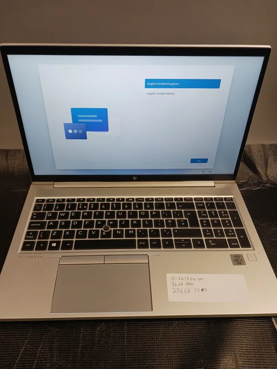 HP ELITEBOOK SILVER LAPTOP I5-103OU CPU 16GB RAM 256GB SSD AX201NGW INCLUDES POWER CABLE