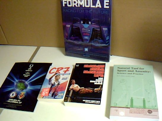 ASSORTMENT OF 5 SPORT RELATED BOOKS INCLUDING SEALED FORMULA E RACING FOR THE FUTURE