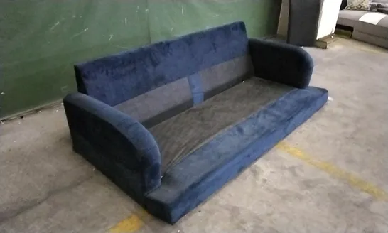 DESIGNER DARK BLUE PLUSH VELVET 2 SEATER SOFA