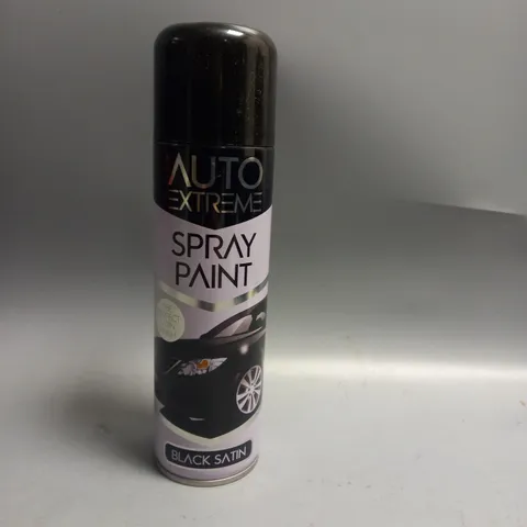 BOXED LOT OF 24 AUTO EXTREME SPRAY PAINT BLACK SATIN 250ML