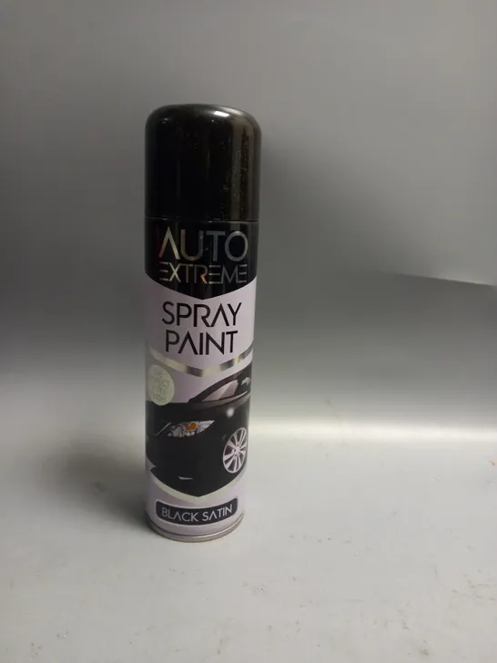 BOXED LOT OF 24 AUTO EXTREME SPRAY PAINT BLACK SATIN 250ML