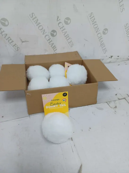 BOX OF SIX EASTER WHITE BUNNY TAIL