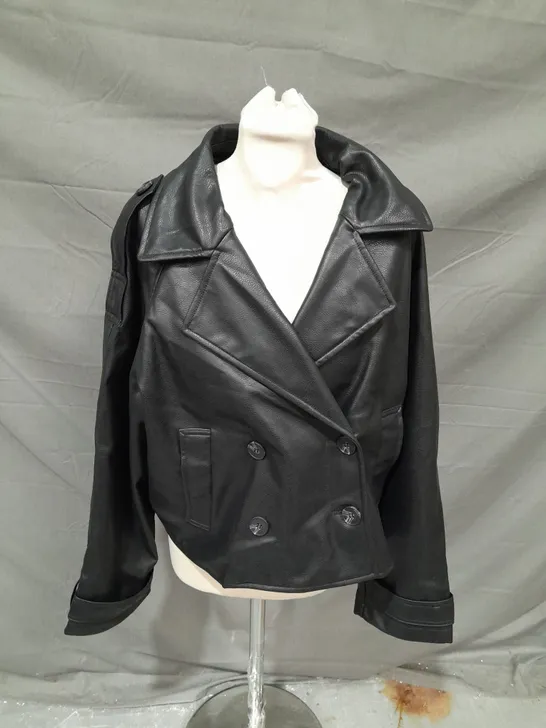 DIVIDED FAUX LEATHER JACKET - MEDIUM