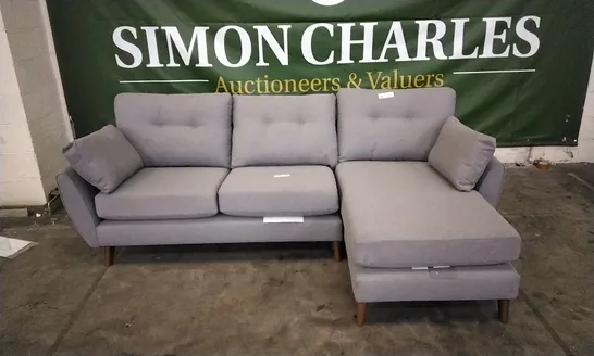 QUALITY BRITISH DESIGNER LIGHT GREY FABRIC CORNER GROUP SOFA WITH CHAISE SECTION