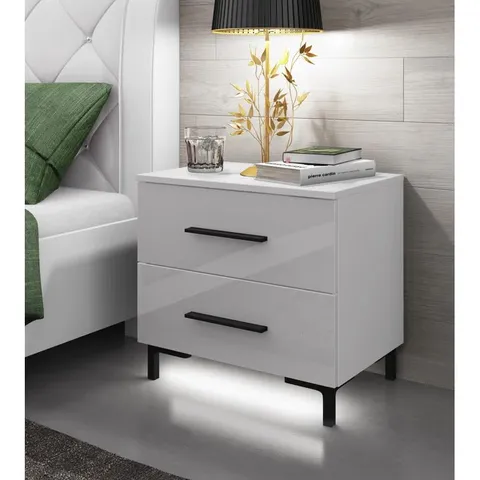 BOXED VARONIQUE 2 DRAWER BEDSIDE TABLE