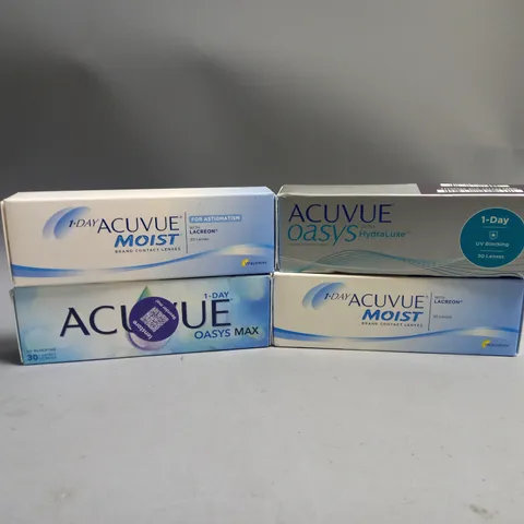 APPROXIMATELY 20 ASSORTED ACUVUE 30PCS DISPOSABLE CONTACT LENSES