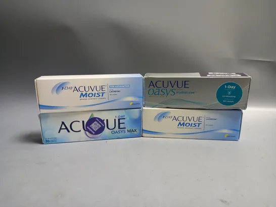 APPROXIMATELY 20 ASSORTED ACUVUE 30PCS DISPOSABLE CONTACT LENSES