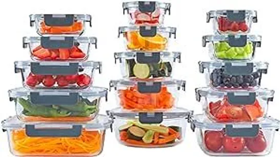 BOXED NEO 15 PIECE GLASS FOOD STORAGE CONTAINER SET WITH LIDS (1 BOX)