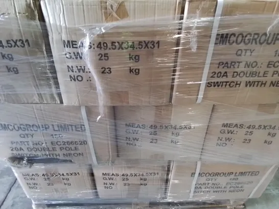 PALLET OF APPROXIMATELY 21 MULTI BOXES OF EMCO 20A DOUBLE POLE SWITH WITH NEON - EC 266620