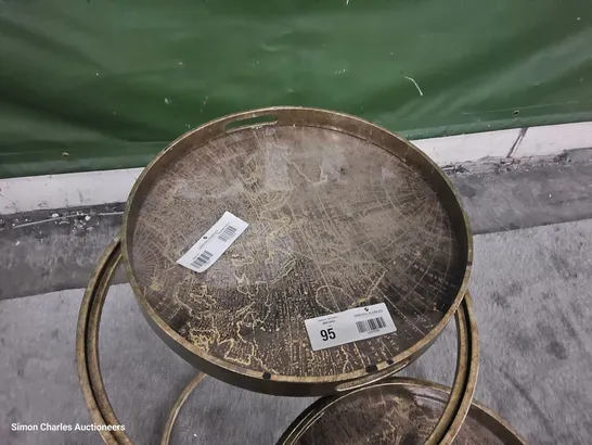 NEST OF TWO CIRCULAR TRAY TABLES WITH WORLD MAP TOPS