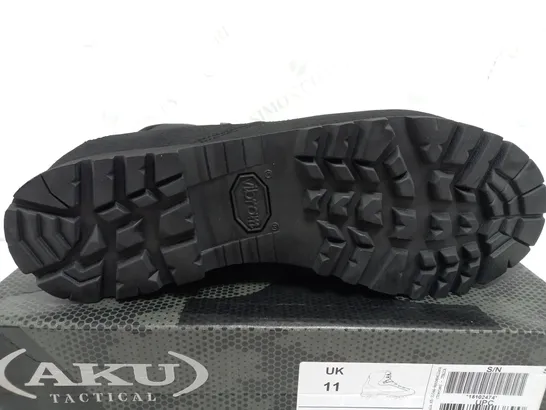 BOXED PAIR OF AKU TACTICAL 560CF PILGRIM GTX COMBAT BOOTS IN BLACK - UK 11