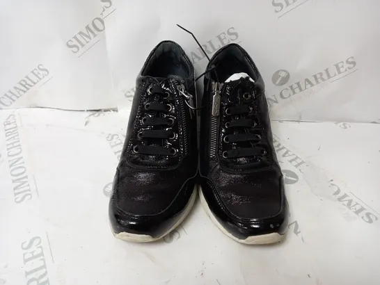 PAIR OF RUTH LANGSFORD WEDGE TRAINERS BLACK SIZE 4