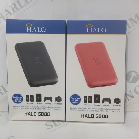 BOXED SET OF 2 HALO 5000MAH PORTABLE CHARGERS