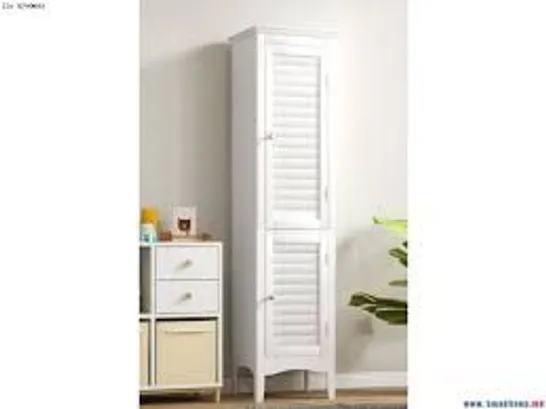 BOXED COSTWAY TALL BATHROOM FLOOR CABINET WITH SHUTTER DOORS & ADJUSTABLE SHELF - WHITE