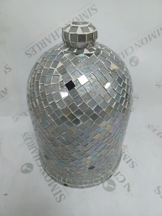 HOUSE ADDITIONS SMALL BELL JAR DECORATIVE ORNAMENT IN SILVER MOSAIC