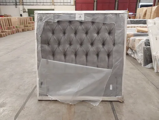 BAGGED DESIGNER COMPTON 135cm DOUBLE SIZE FABRIC UPHOLSTERED HEADBOARD - GREY