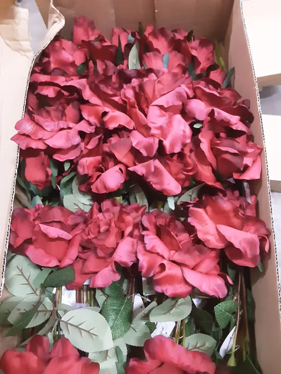 BOX OF 24 BRAND NEW SIGNATURE SILK FLOWERS 71CM FRENCH ROSE SPRAY - DARK RED