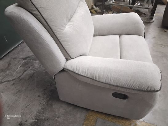 DESIGNER EXPRESSIONS MANUAL RECLINING EASY CHAIR BEIGE FABRIC WITH EARTH PIPING 