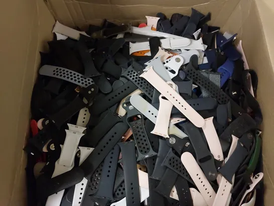 BOX OF APPROX 50 LOOSE APPLE WATCH STRAPS IN ASSORTED COLOURS 